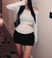 【美式復古低腰裙褲】Basic Solid Low Waist Skort