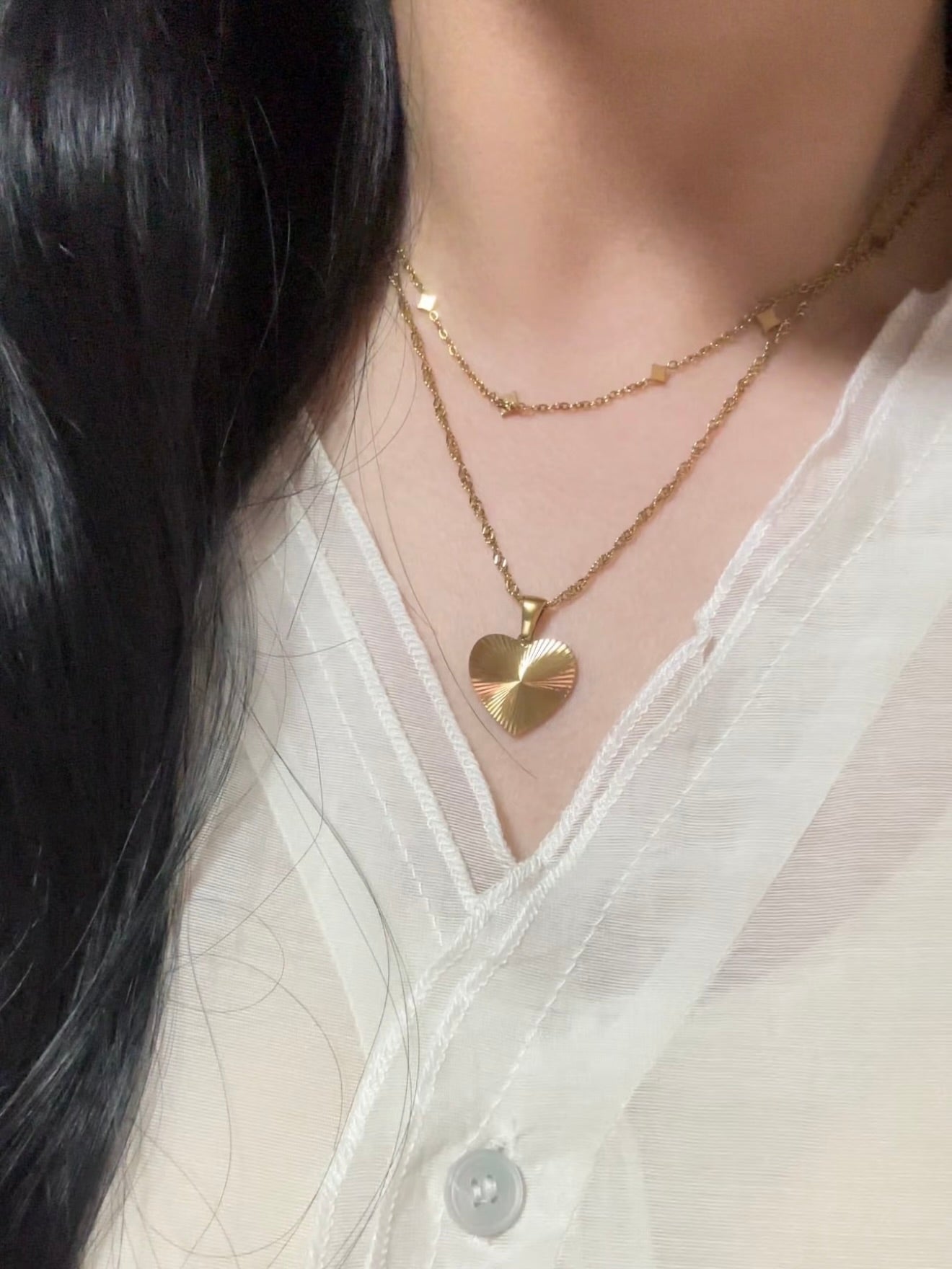 鈦鋼材質！Heart Charms Necklace