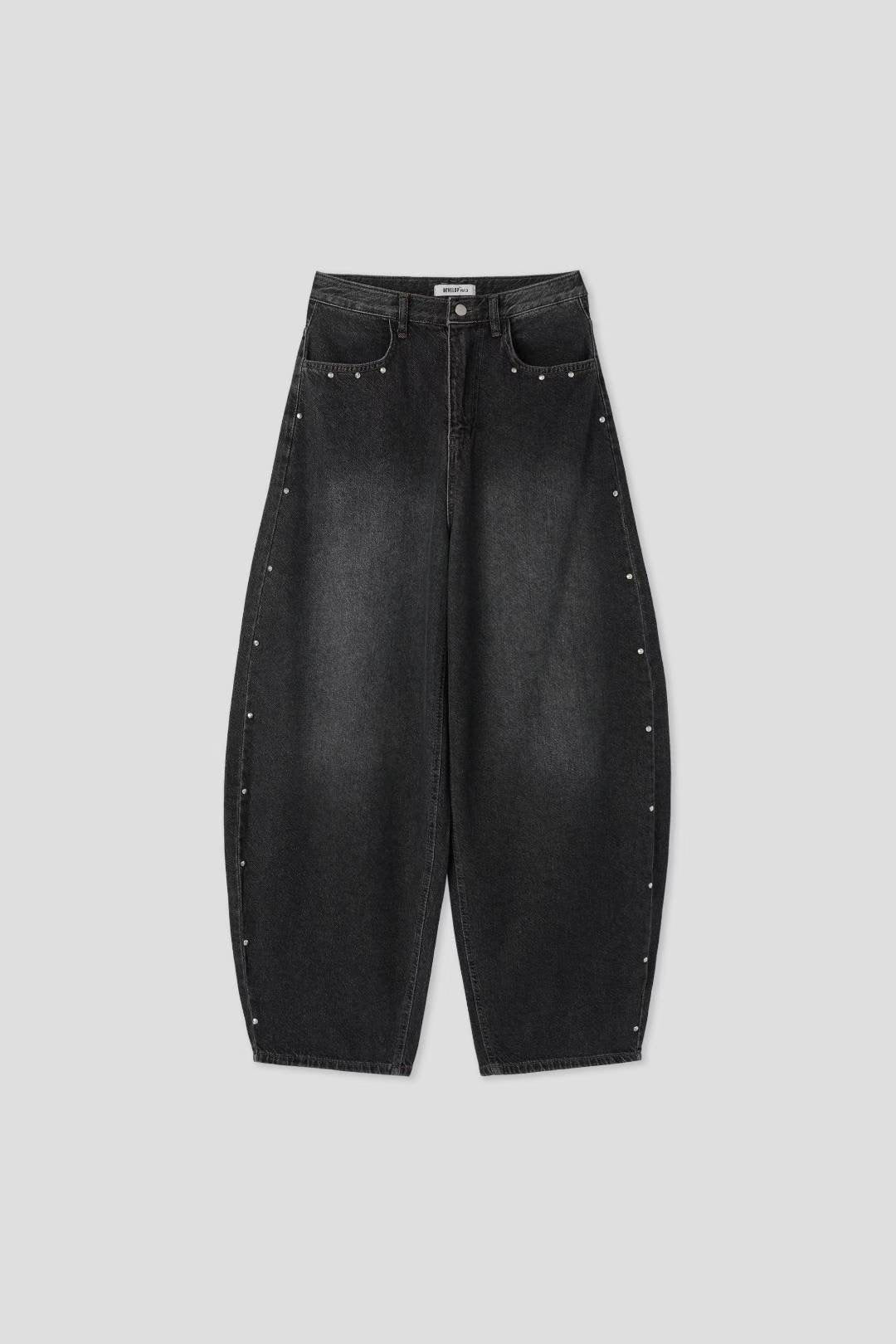 【大熱彎刀褲❤️‍🔥】Dark Denim Rivet Barrel Jeans