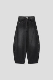 【大熱彎刀褲❤️‍🔥】Dark Denim Rivet Barrel Jeans