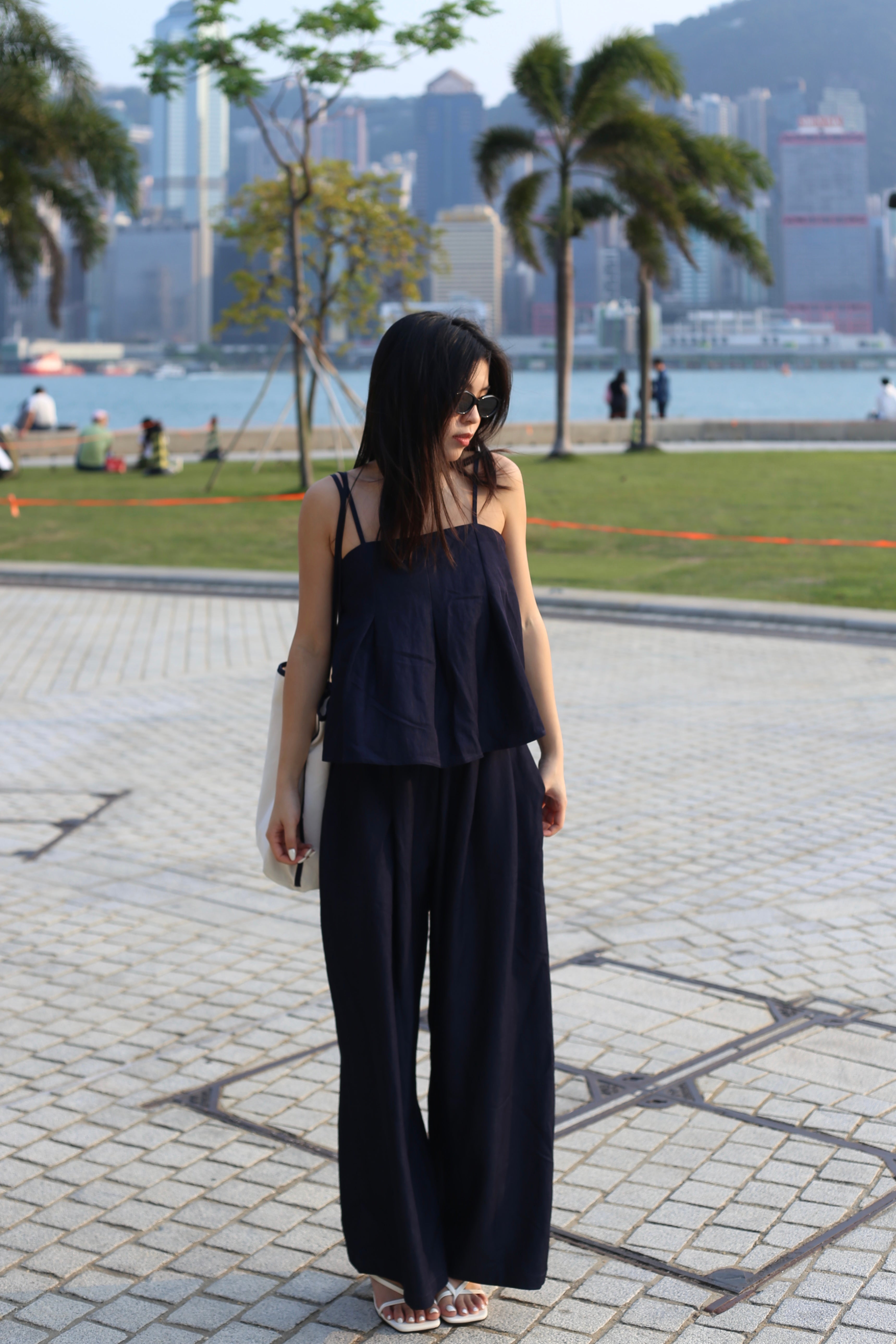 【超舒適慵懶渡假套裝】Solid Cami Top With Wide Leg Pants Set