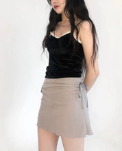 Drawstring Solid Mini Skirt