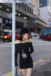 【情人節首選💞】V Straps Off Shoulder Solid Dress