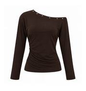 Off shoulder Long sleeve T-shirt