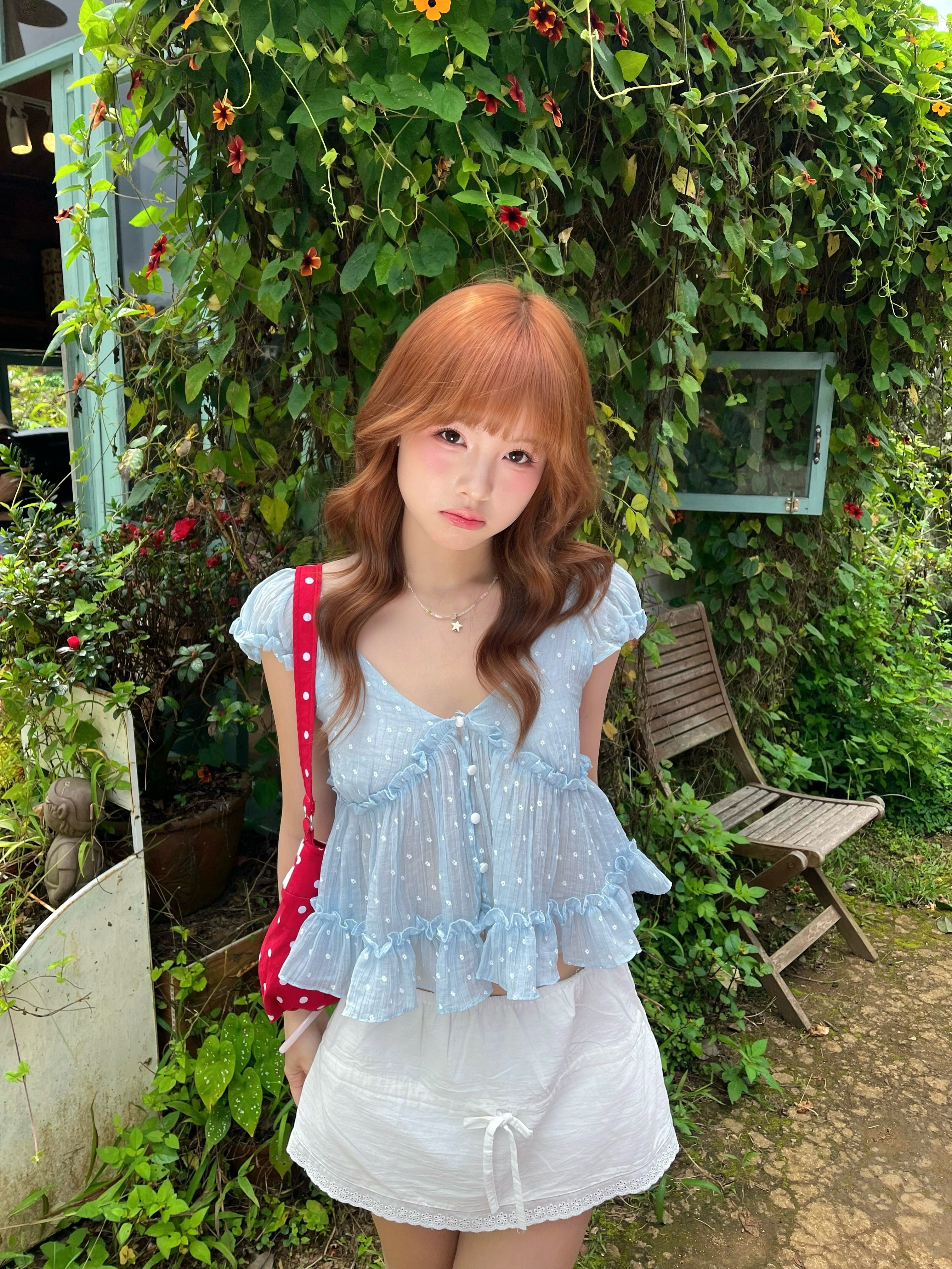 Cloudy Sheer Polka Dot Blouse