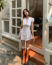 SYO deep cut white dress