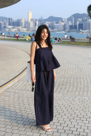 【超舒適慵懶渡假套裝】Solid Cami Top With Wide Leg Pants Set