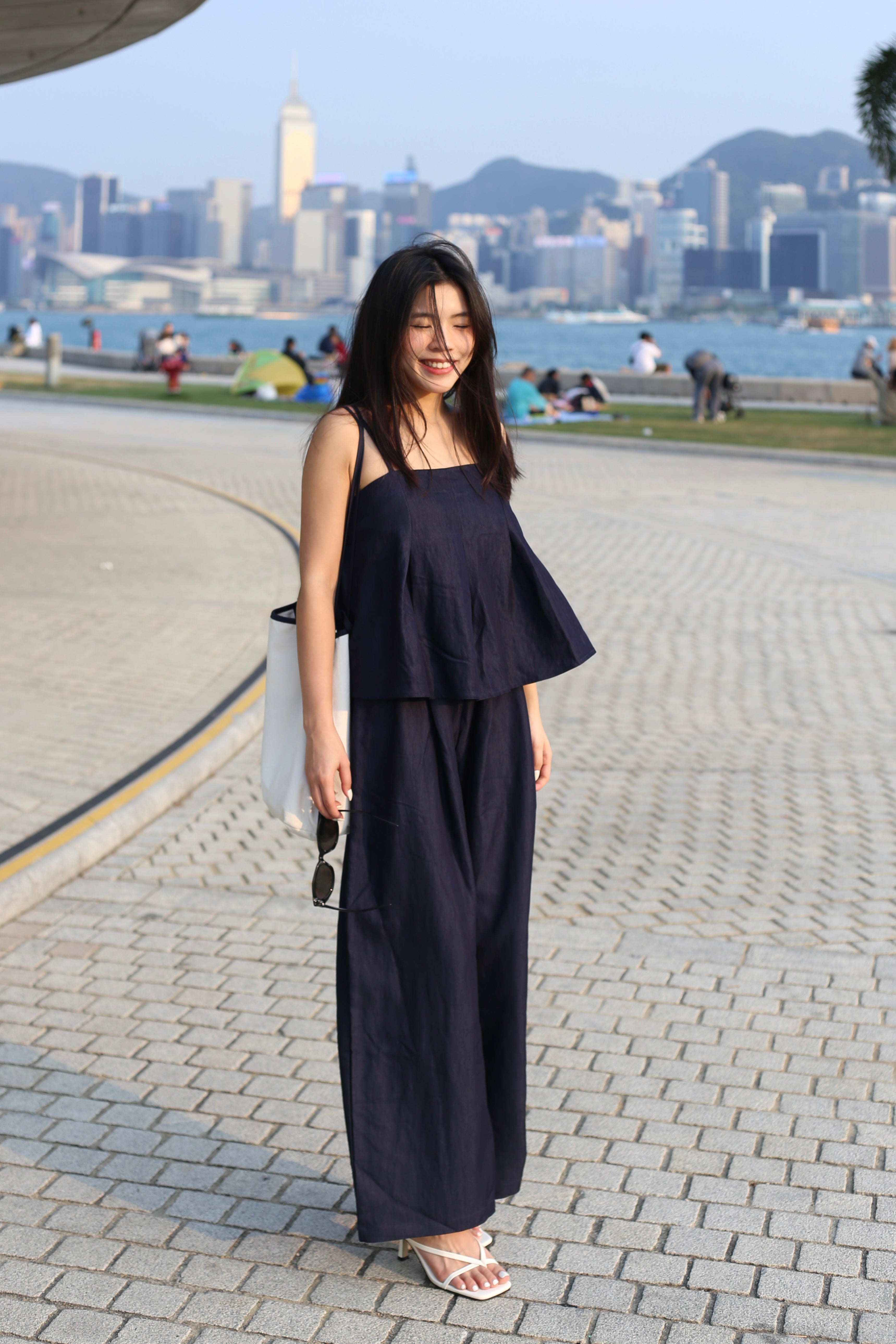 【超舒適慵懶渡假套裝】Solid Cami Top With Wide Leg Pants Set