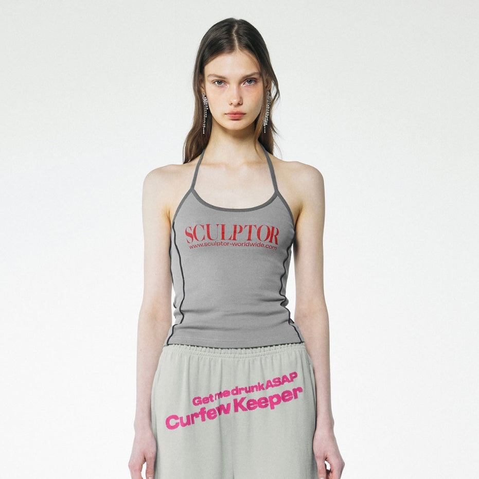 #K019 Sculptor Classic Logo Halter Top