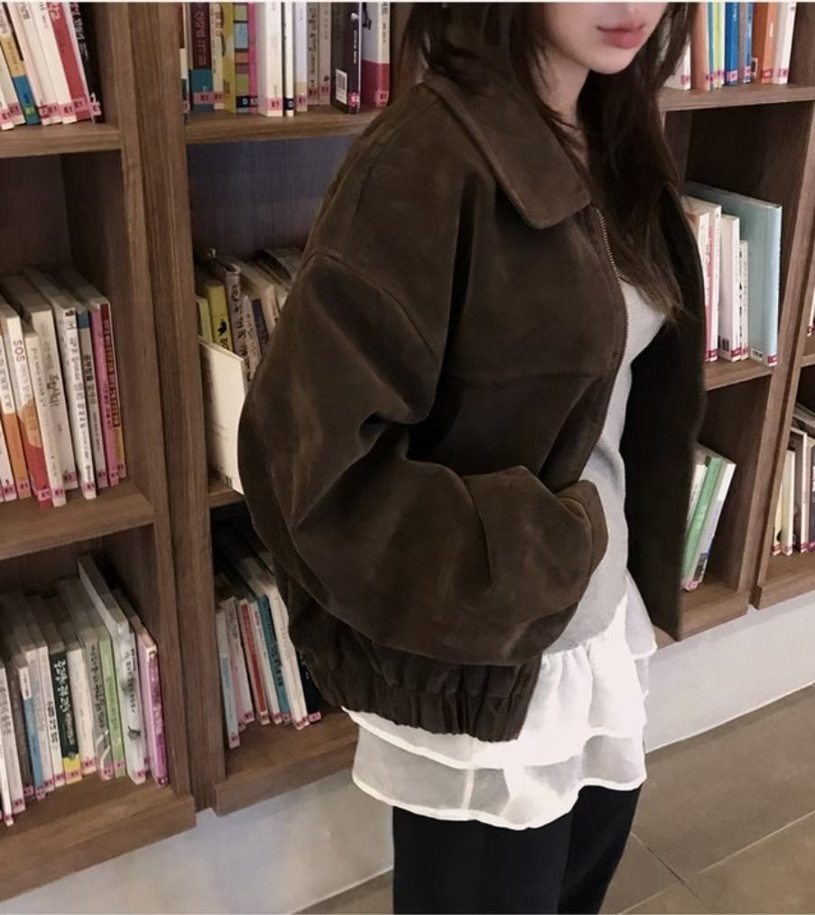 【美拉徳麂皮外套】Millard Solid Crop Jacket