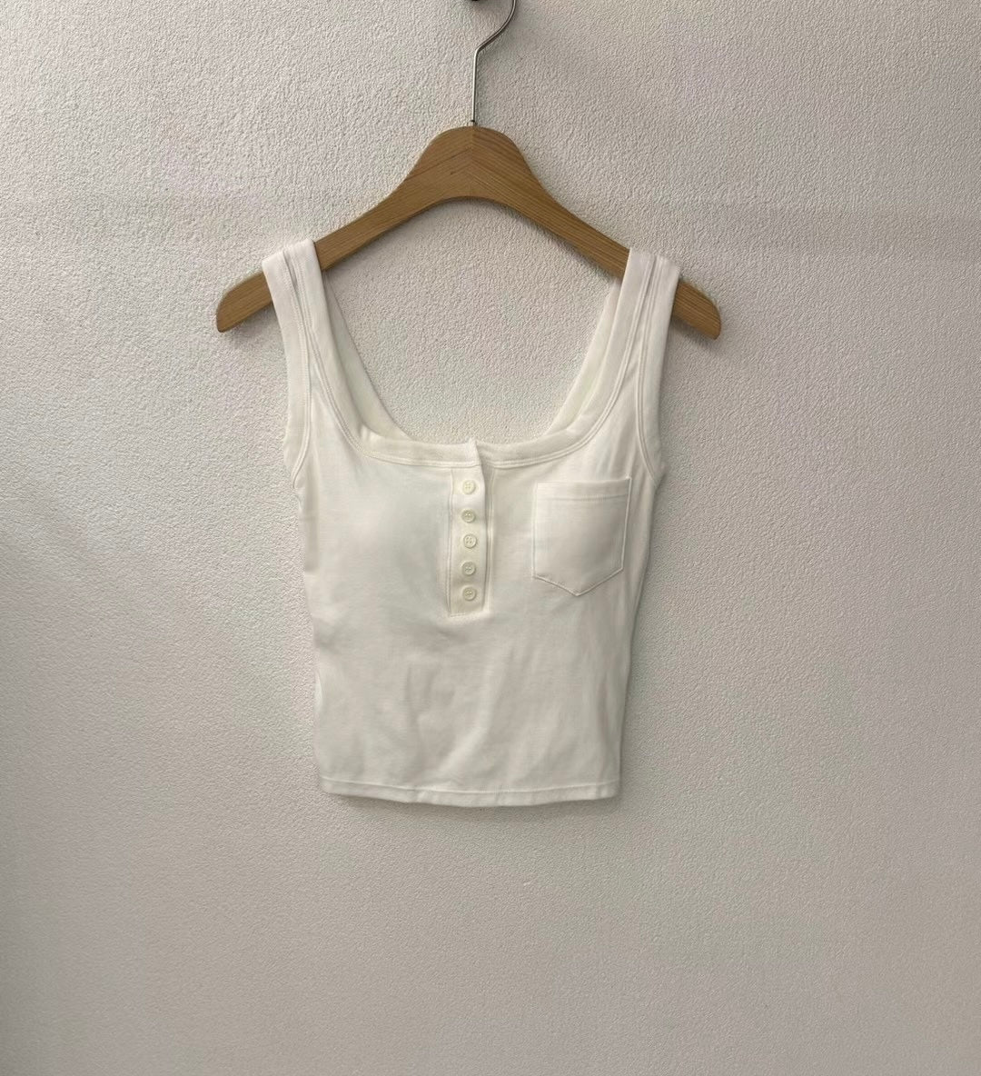 【✔️PAD｜方領設計】Squared Neck Button Front Padded Bra Top