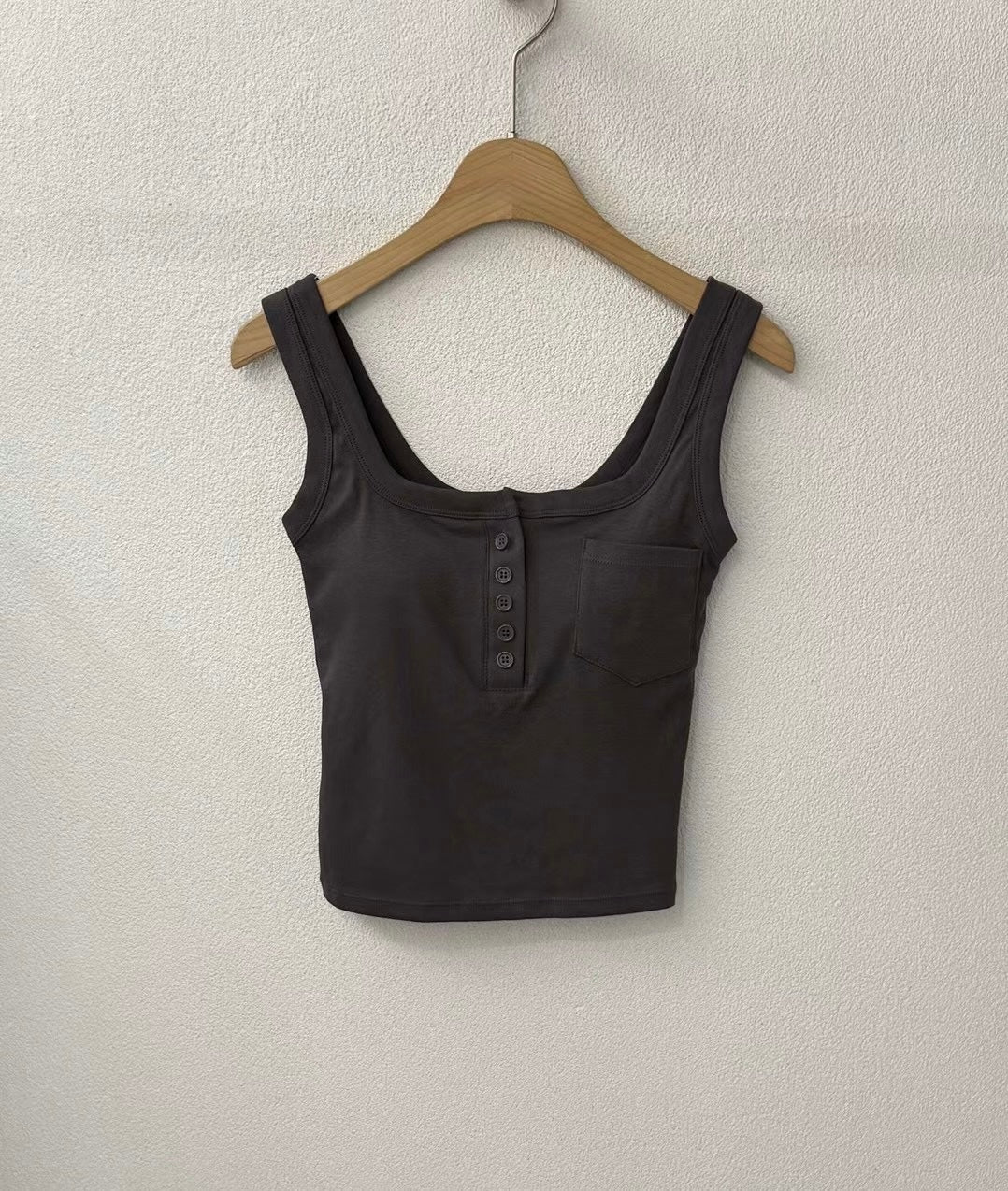 【✔️PAD｜方領設計】Squared Neck Button Front Padded Bra Top