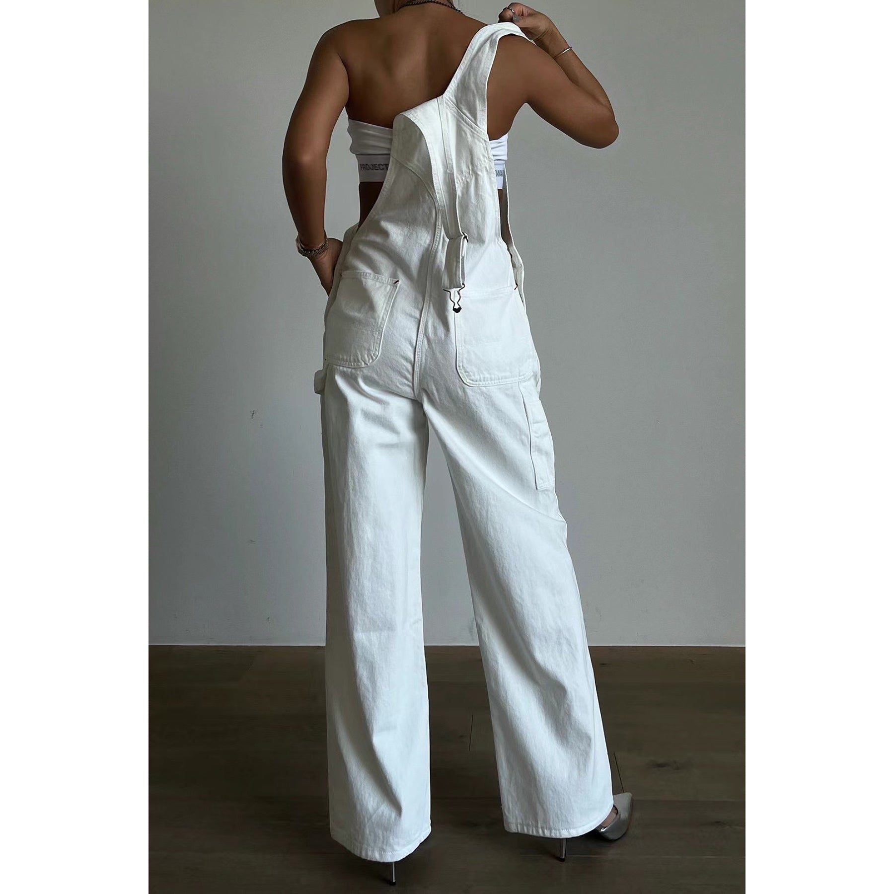 Solid Denim Overall Jumpsuit