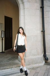 【美式復古低腰裙褲】Basic Solid Low Waist Skort