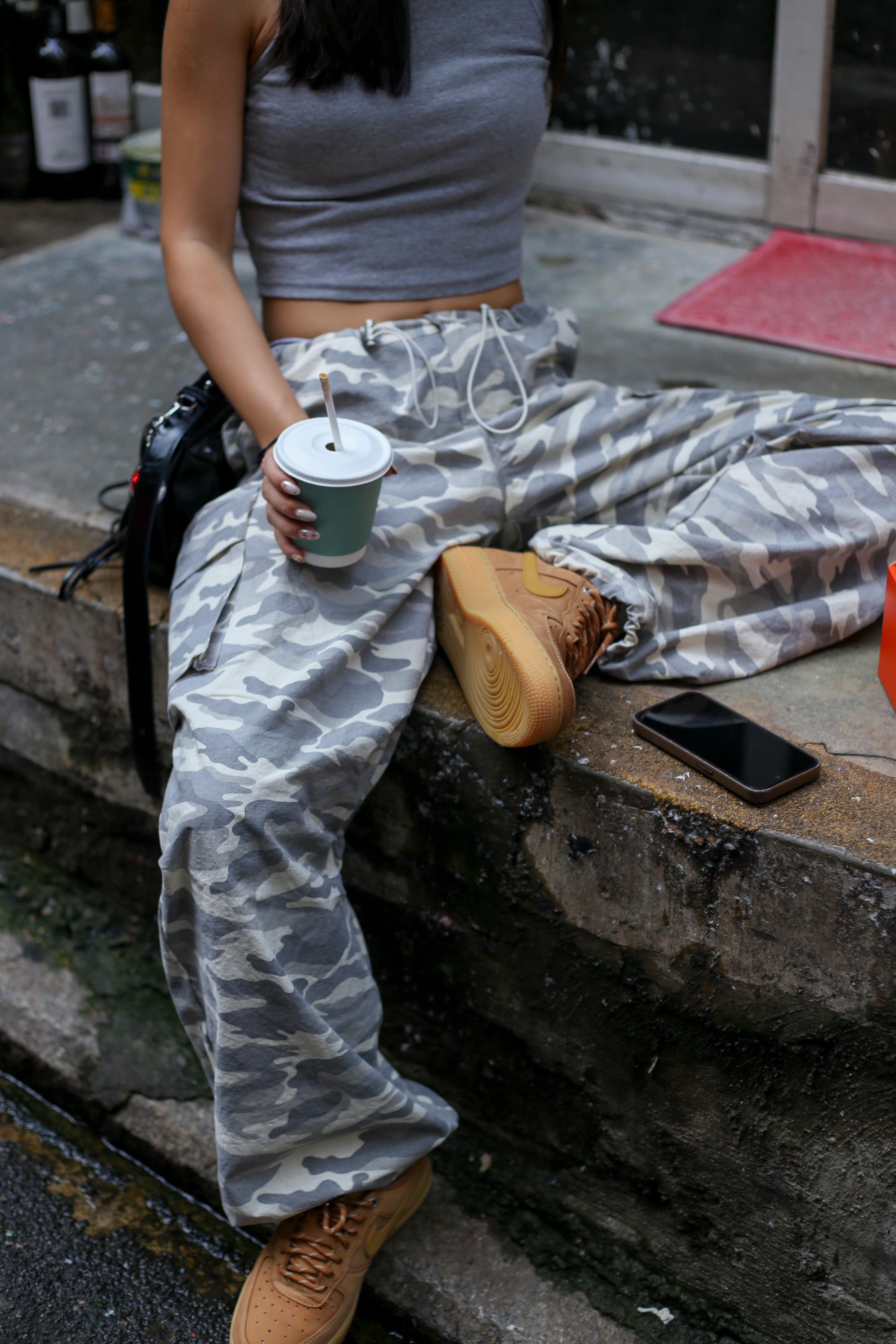 【超好襯迷彩款！】Camo Wide Leg Cargo Pants