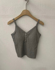【✔️PAD｜鈕扣設計】V Neck Button Front Cami Padded Bra top