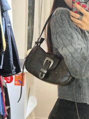Vintage Washed Buckle Shoulder Bag