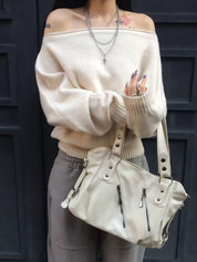 【歐美感針織Top】Ribbed Off Shoulder Cardigan