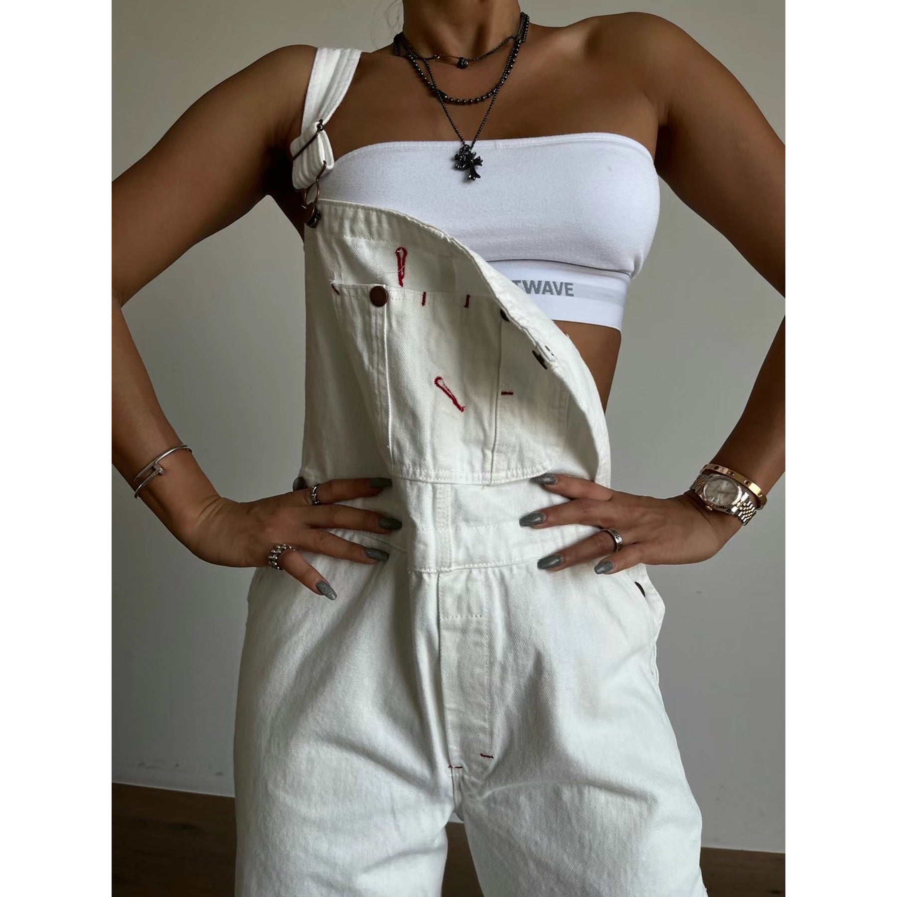 Solid Denim Overall Jumpsuit