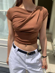 【Office必入款～】Basic Solid Single Shoulder Top