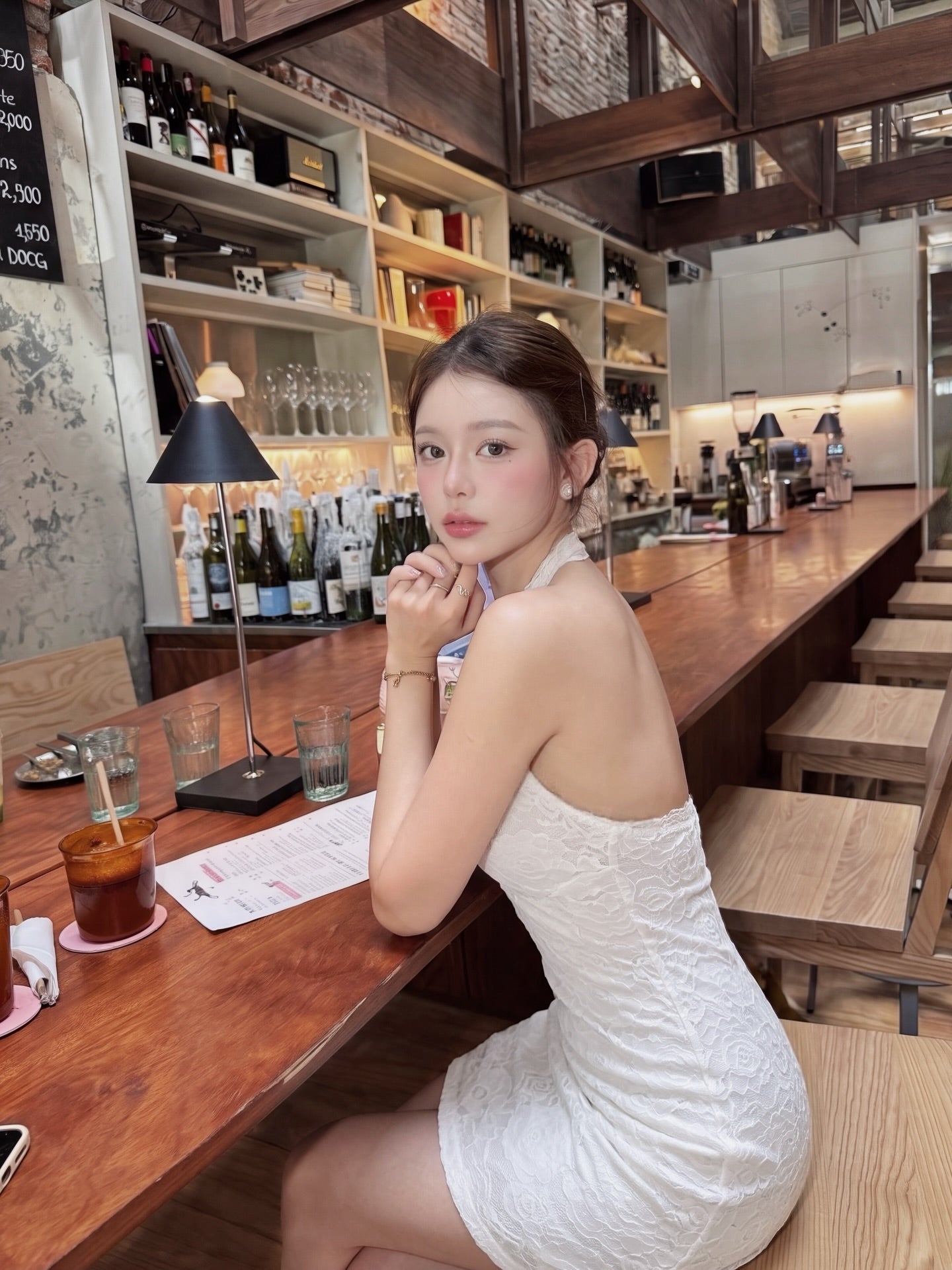 Ivory Twist Lace Halter Mini Dress