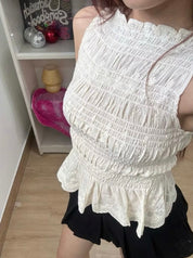 【🇻🇳越南連線】Lace Boat Neck Crop Top