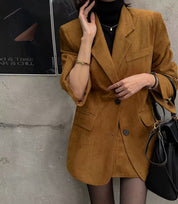 【麂皮西裝套裝｜可分開入手】Solid Suede Pocket Blazer Set