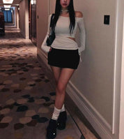 【美式復古低腰裙褲】Basic Solid Low Waist Skort