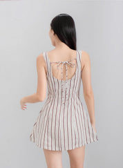 【🇻🇳越南連線】Striped Boat Neck Mini Dress