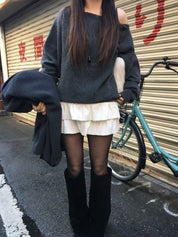 【歐美感針織Top】Ribbed Off Shoulder Cardigan