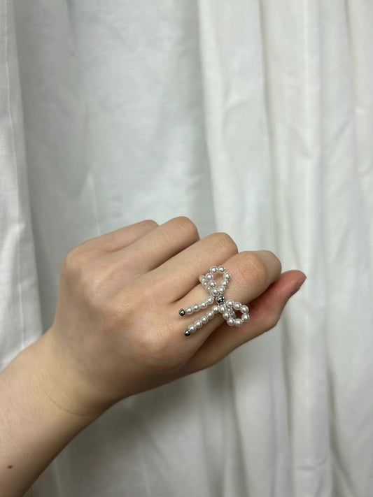 【絕美戒指！】Ribbon Pearl Ring