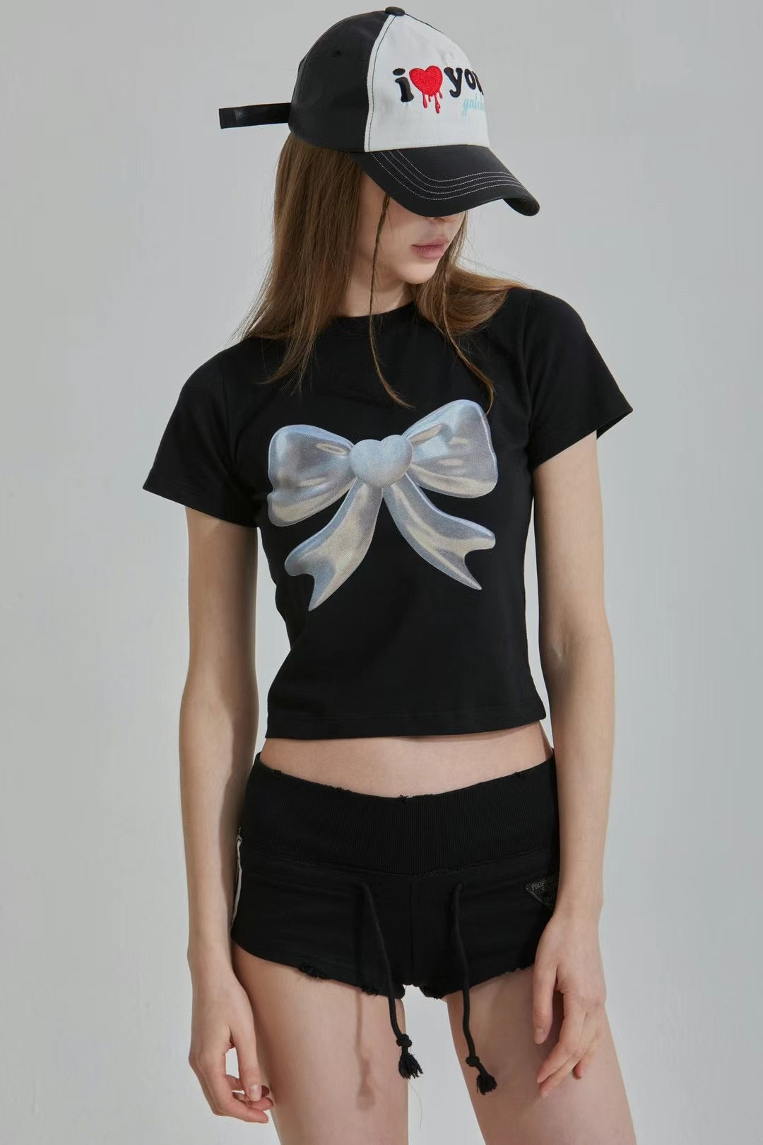 Silvery Ribbon Crop T-shirt