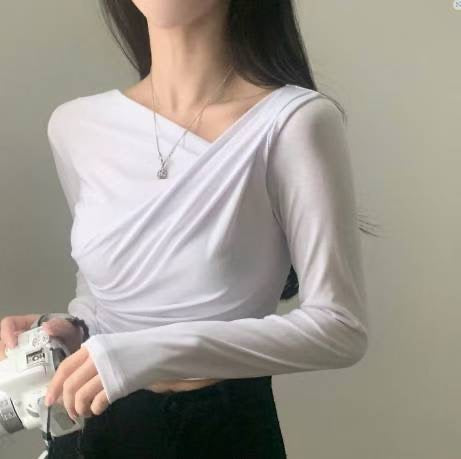 【$99系列｜ Office必入款～】Basic Solid Single Shoulder Long Sleeve Top
