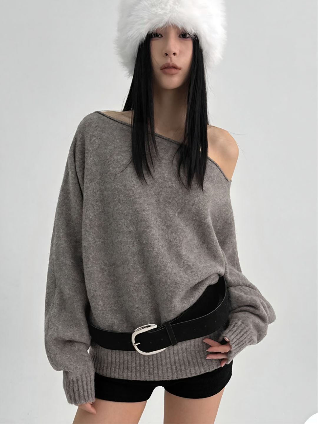 【歐美感針織Top】Ribbed Off Shoulder Cardigan