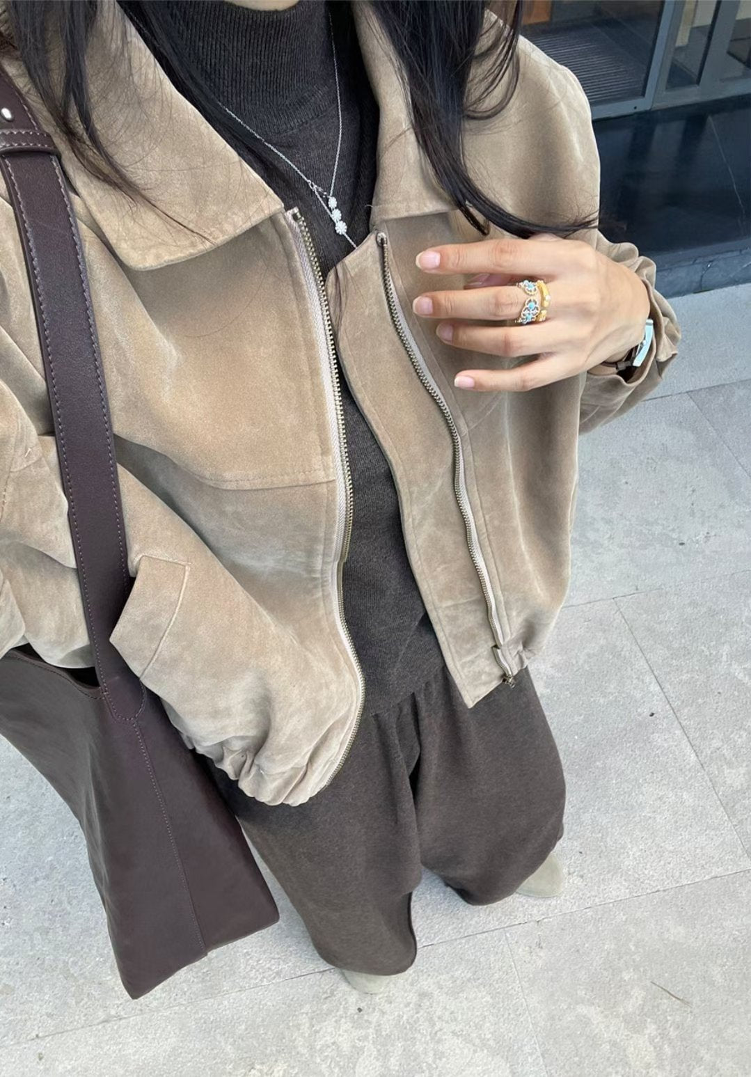 【美拉徳麂皮外套】Millard Solid Crop Jacket