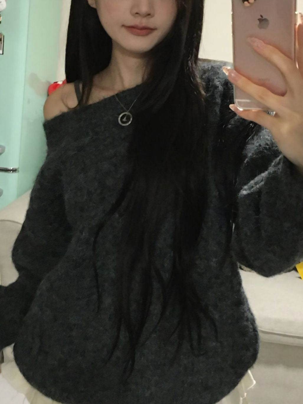 【麻花單肩針織Top】Cable Ribbed Off Shoulder Cardigan