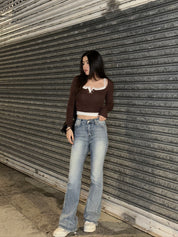 【完美淺藍色喇叭褲🩵】 Vintage Washed Flare Jeans