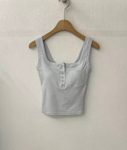 【✔️PAD｜方領設計】Squared Neck Button Front Padded Bra Top