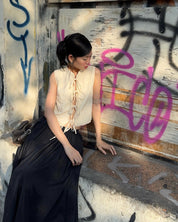Ivory Petal Front Tie Top