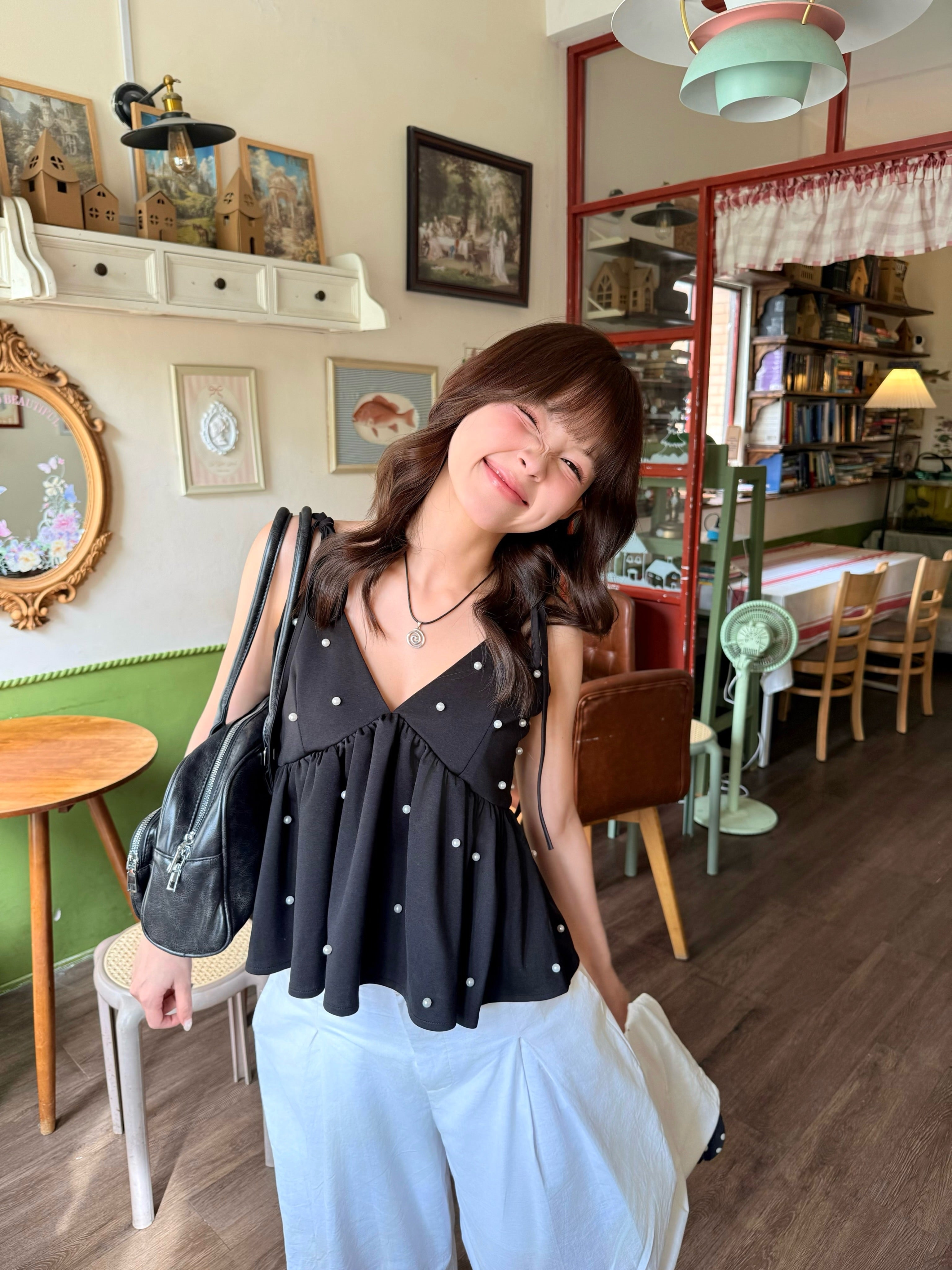 Starlight Pearl V-neck Top