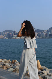 【超舒適慵懶渡假套裝】Solid Cami Top With Wide Leg Pants Set