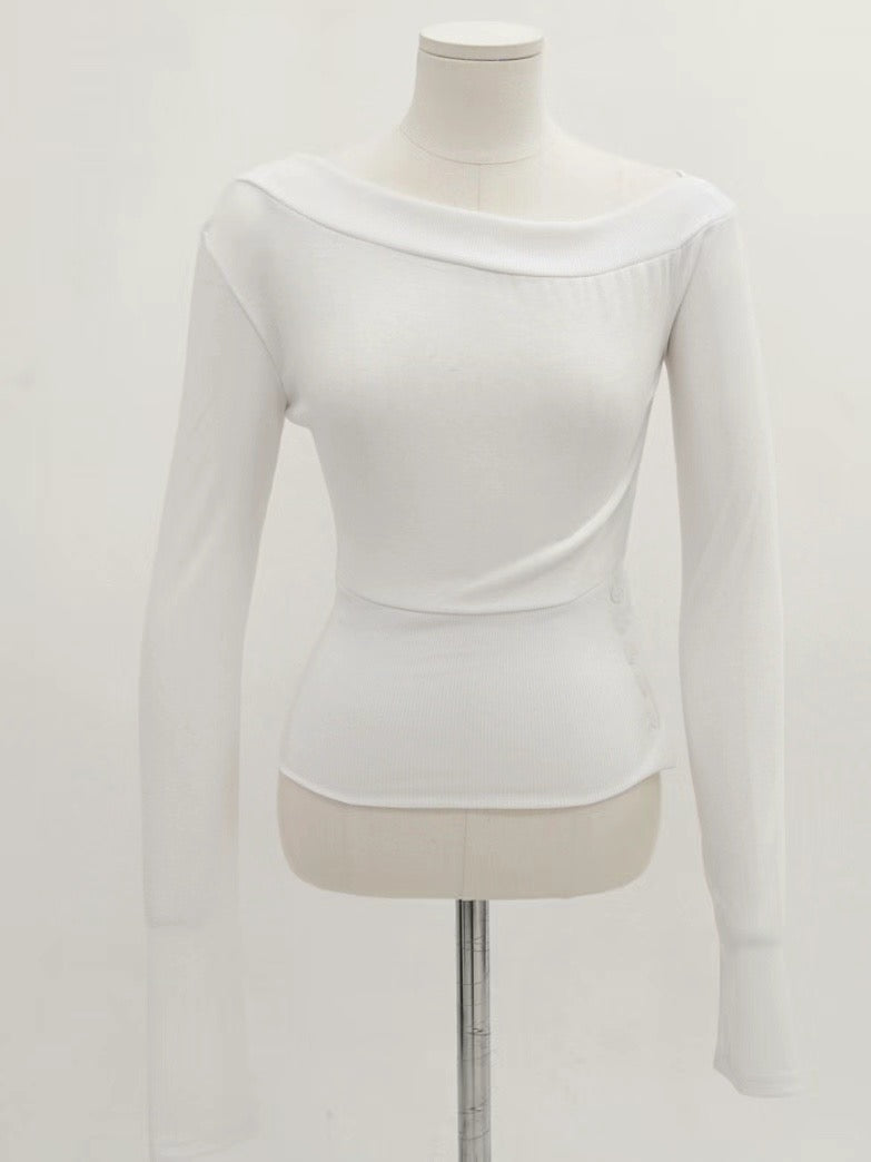 【小性感單肩Top】Vienna Solid Single Shoulder Top