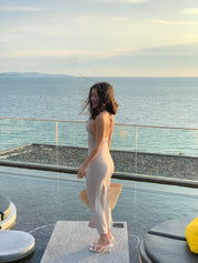 【✔️PAD｜交叉露背設計】Basic Solid Cross Backless Mermaid Dress