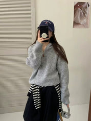 【🇰🇷韓國連線｜限時優惠價！】純色針織Half Zip Hoodies