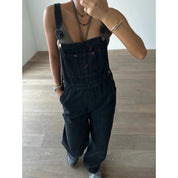 Solid Denim Overall Jumpsuit
