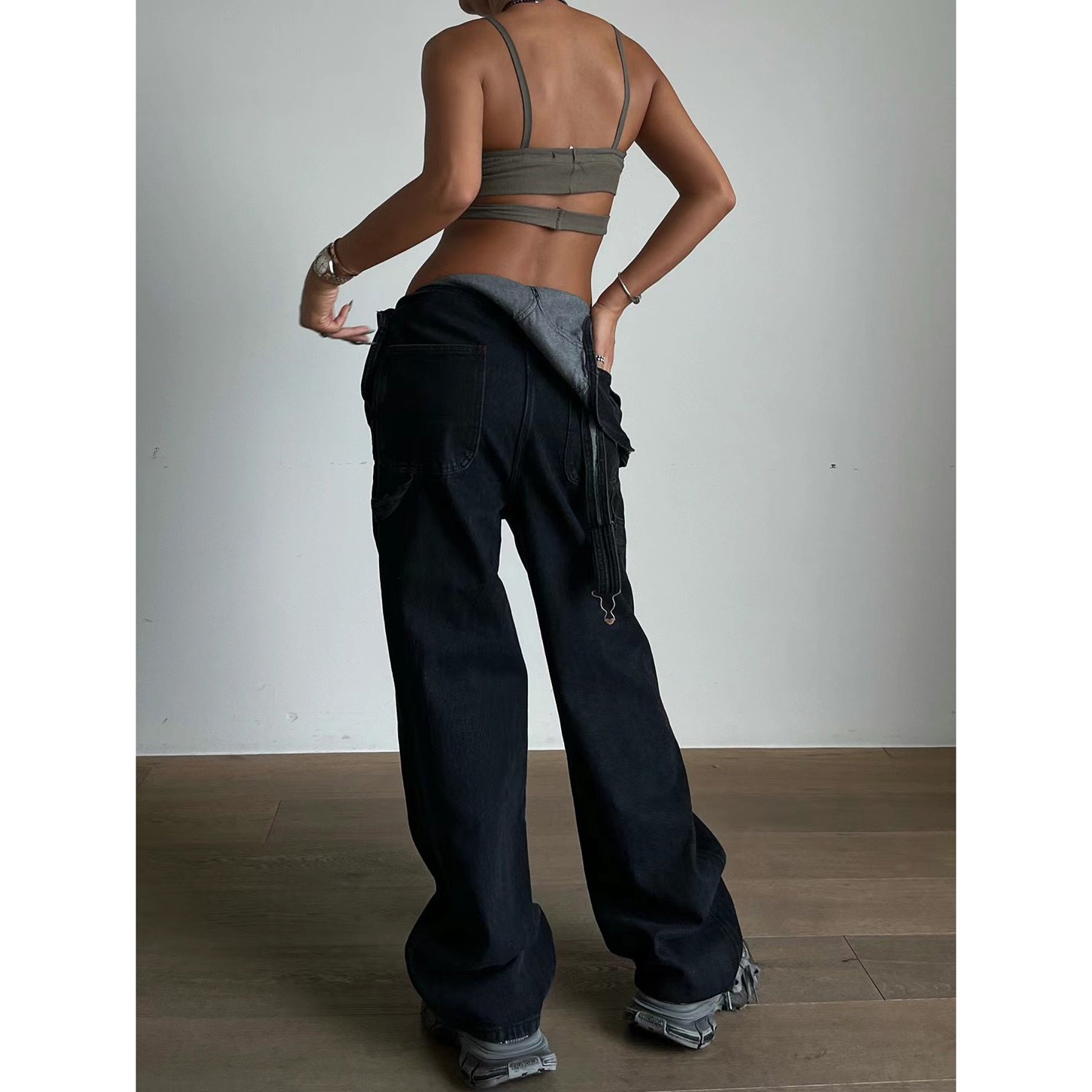 Solid Denim Overall Jumpsuit