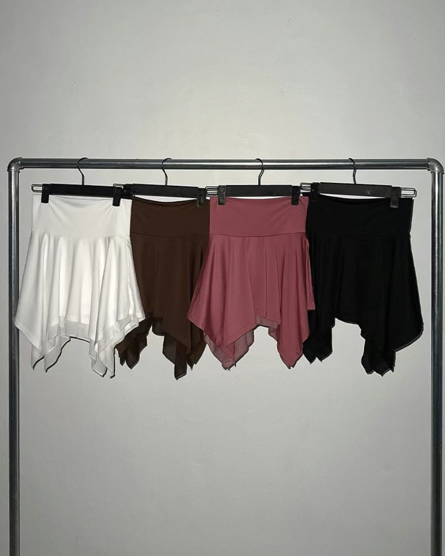 【4色入！】Solid Pleated Irregular Hem Skirt