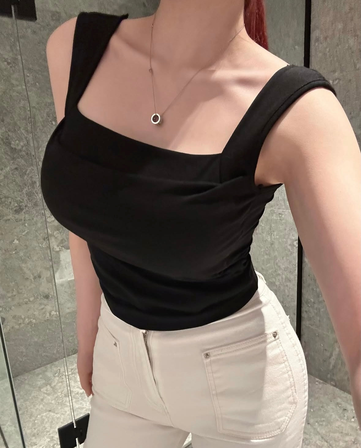 【✔️PAD｜方領皺褶設計】Ruched Bust Squared Neck Padded Bra Top