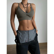 Solid Denim Overall Jumpsuit