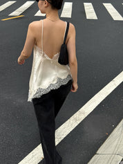 Satin lace camisole top
